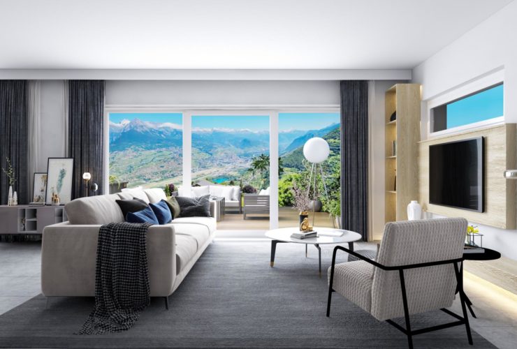Magnifique villa sur plan avec vue imprenable sur la vallée et les Alpes