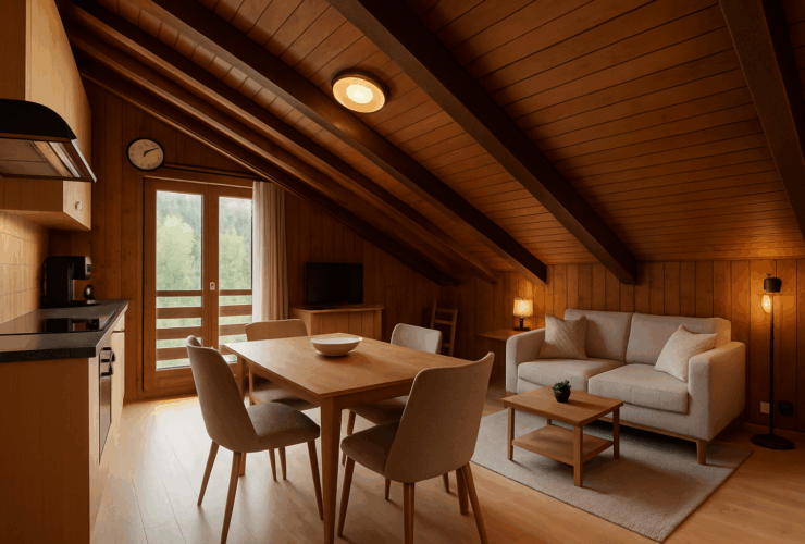 Transversing attic flat in the centre of the village