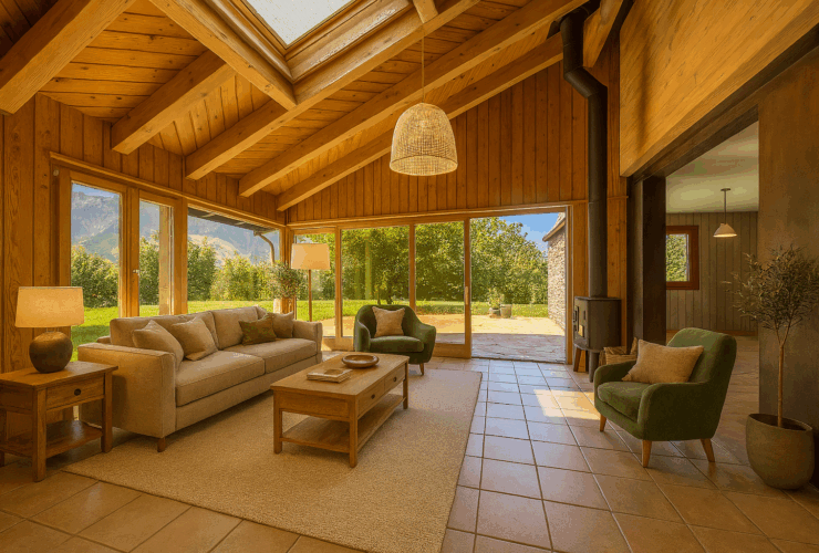 Villa with wellness area surrounded by apricot fields