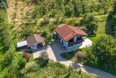 Villa with wellness area surrounded by apricot fields