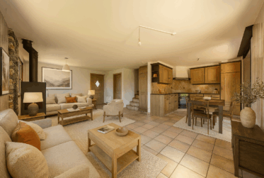 Villa with wellness area surrounded by apricot fields
