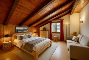 Appartement mansardé et traversant au centre du village