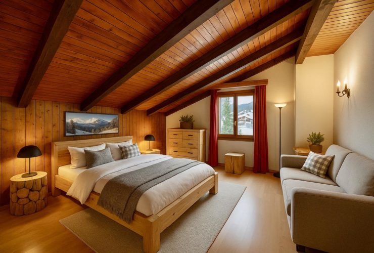 Appartement mansardé et traversant au centre du village