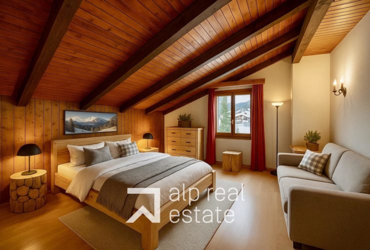 Transversing attic flat in the centre of the village